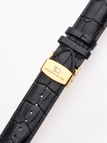 Uhrenarmband 24 mm schwarz goldene Faltschließe