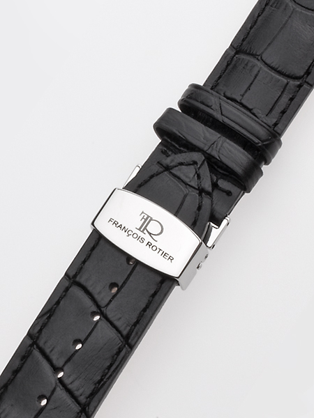 Exklusives Lederband 24 x 190 mm schwarz silberne Faltschliesse