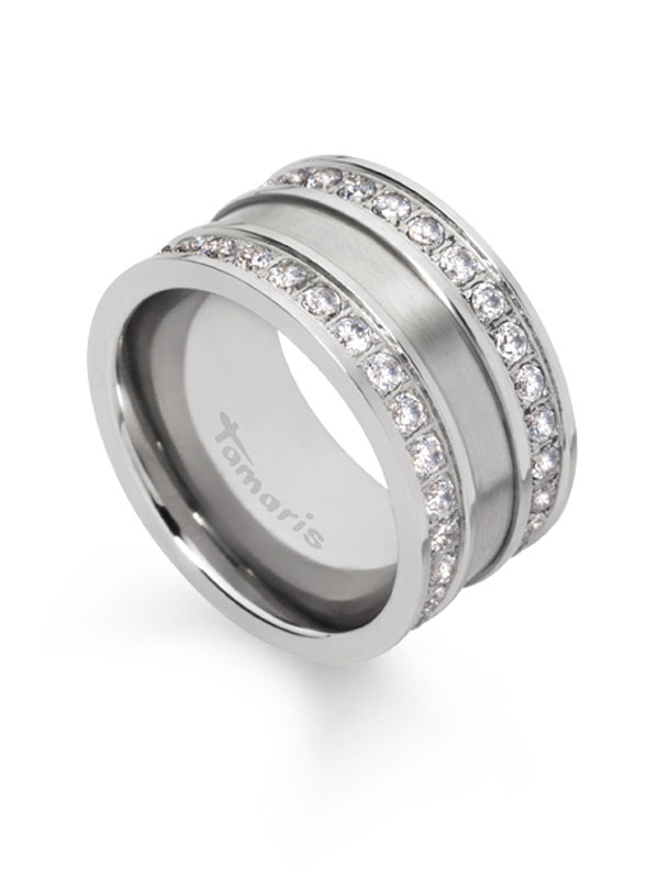 Tamaris Adele Ring A02110017 Gr. 58 Stahl m. 2-Reihen CZ