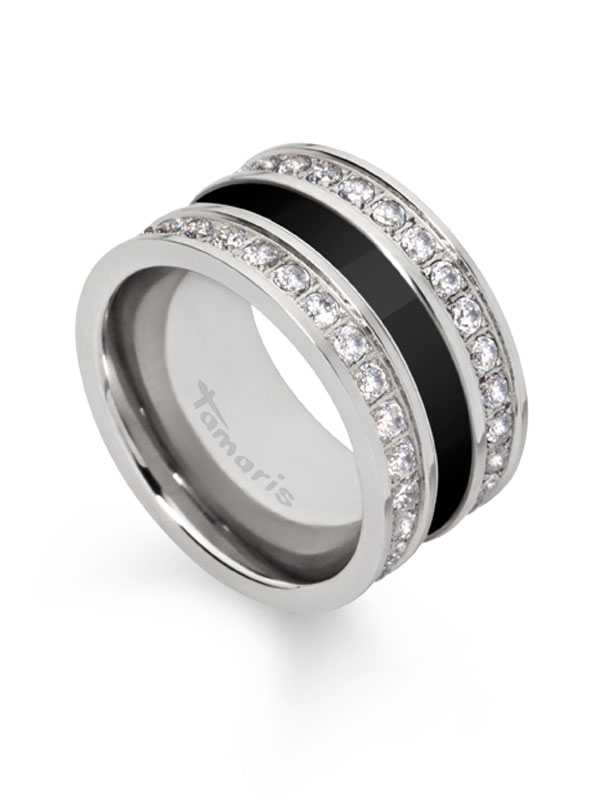 Tamaris Adele Ring A02110063 Gr. 54 schwarz m. 2-Reihen CZ