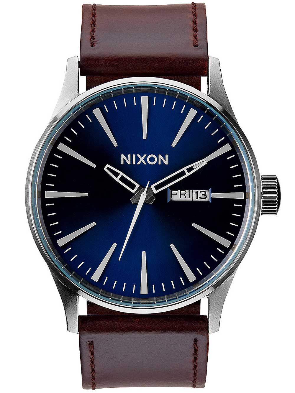 NIXON A105-1524 Sentry Leather Blue Brown 42mm 10ATM