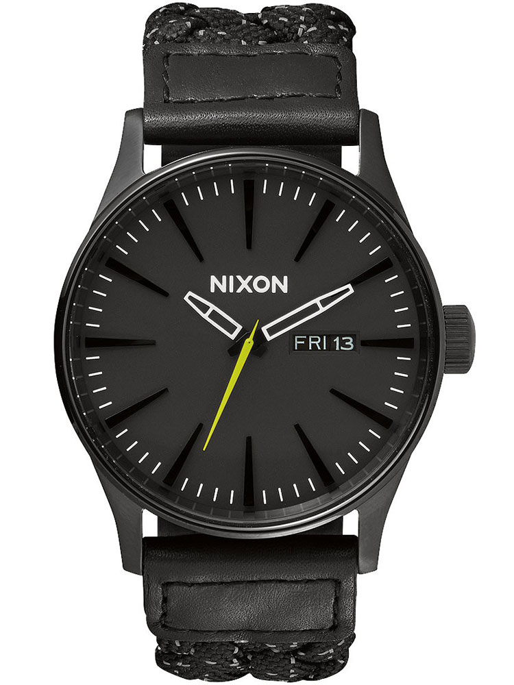 NIXON A105-1941 Sentry Leather Black Reflective Woven 42mm 10ATM