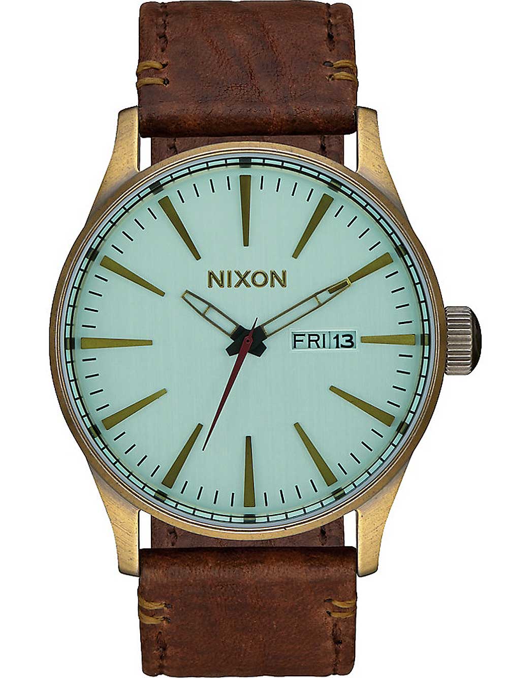 Nixon A105-2223 Sentry Leather Brass Green 42mm 10ATM