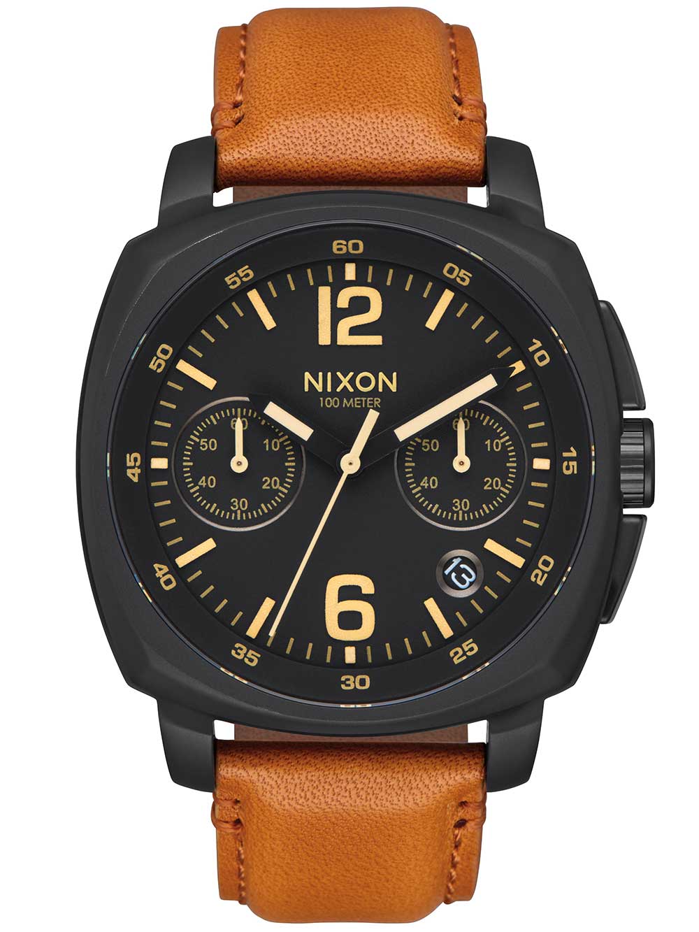 Nixon A1073-2447 Charger Chrono Leather Herren 44mm 10ATM