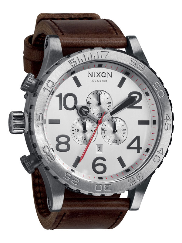 NIXON 51-30 Chrono Leather A124-1113 Silver Brown Herrenuhr