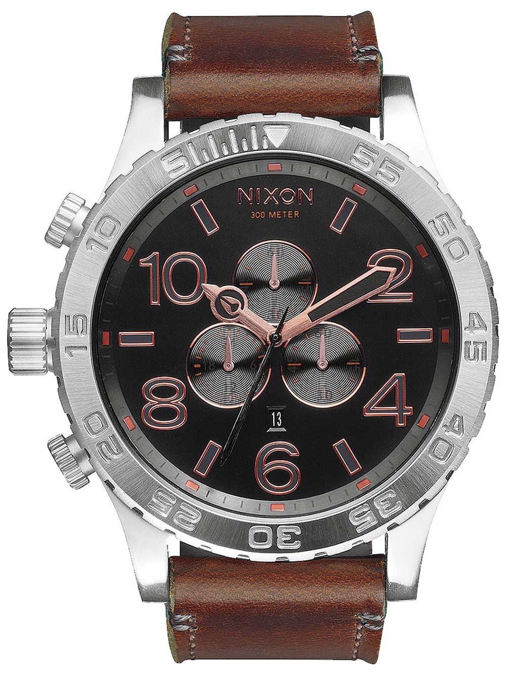 NIXON A124-2064 51-30 Chrono Leather Gray Rose Gold 51mm 30ATM