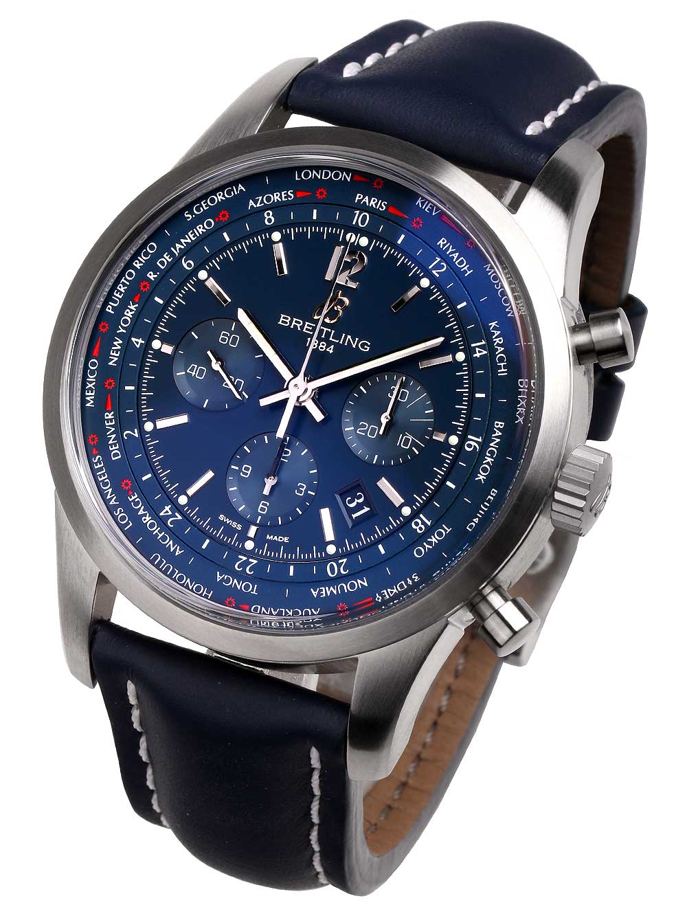Image of Breitling AB0510U9.C879.101X Transocean Unitime Pilot Herren 46mm 10ATM