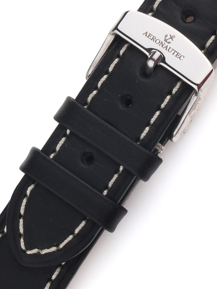 Uhrenarmband Fliegerstyle 22 x 185 mm schwarz silberne Schliesse