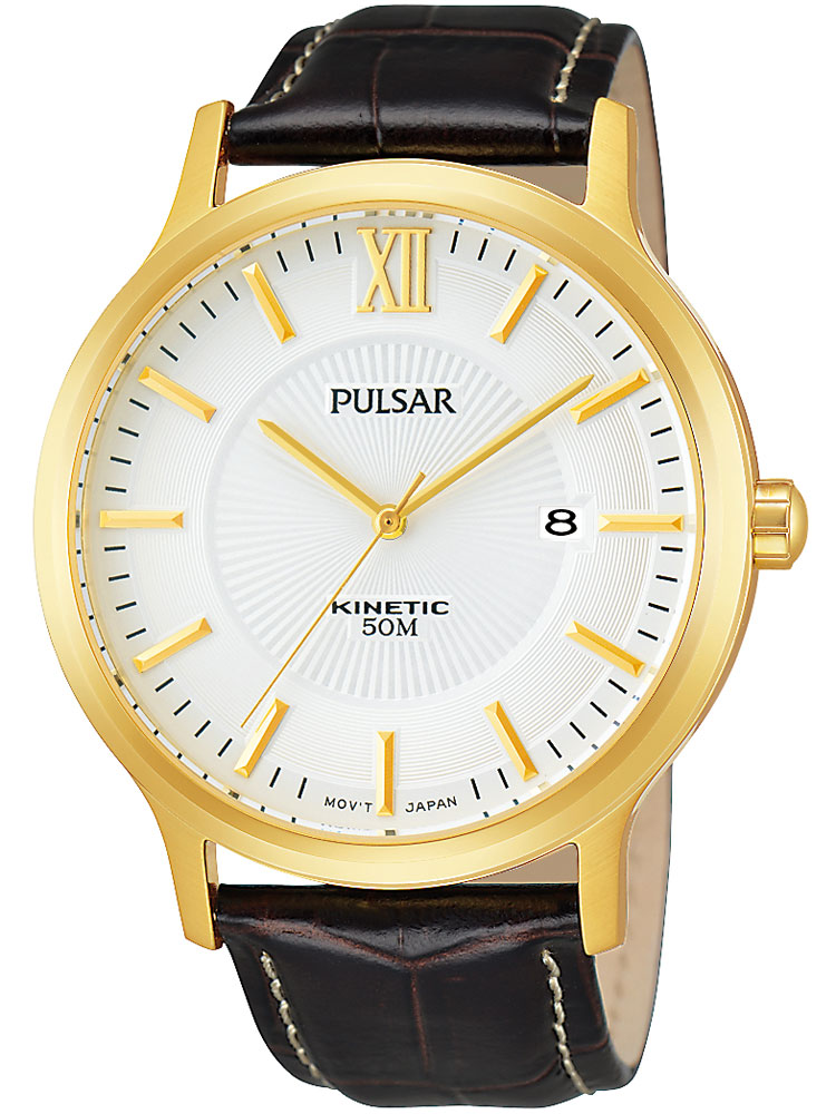 Pulsar PAR182X1 Herrenuhr gold braun Kinetic 5 ATM