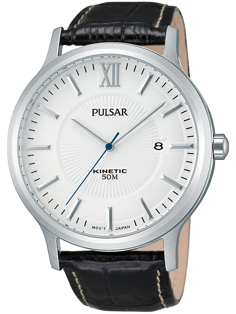 Pulsar PAR187X1 Herrenuhr silber schwarz Kinetic 5 ATM