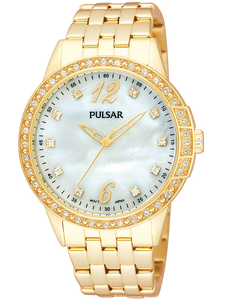 Pulsar PH8052X9 Damenuhr gold mit Strass und Perlmutt ZB