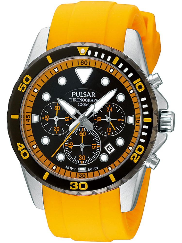 Pulsar PT3229X1 sportlicher Herren-Chrono silber orange 10ATM