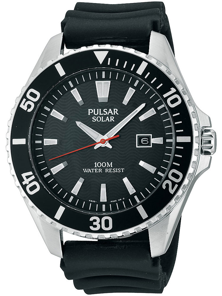 Pulsar PX3037X1 sportliche Solar Herren Armbanduhr 100M 44mm PU-Band
