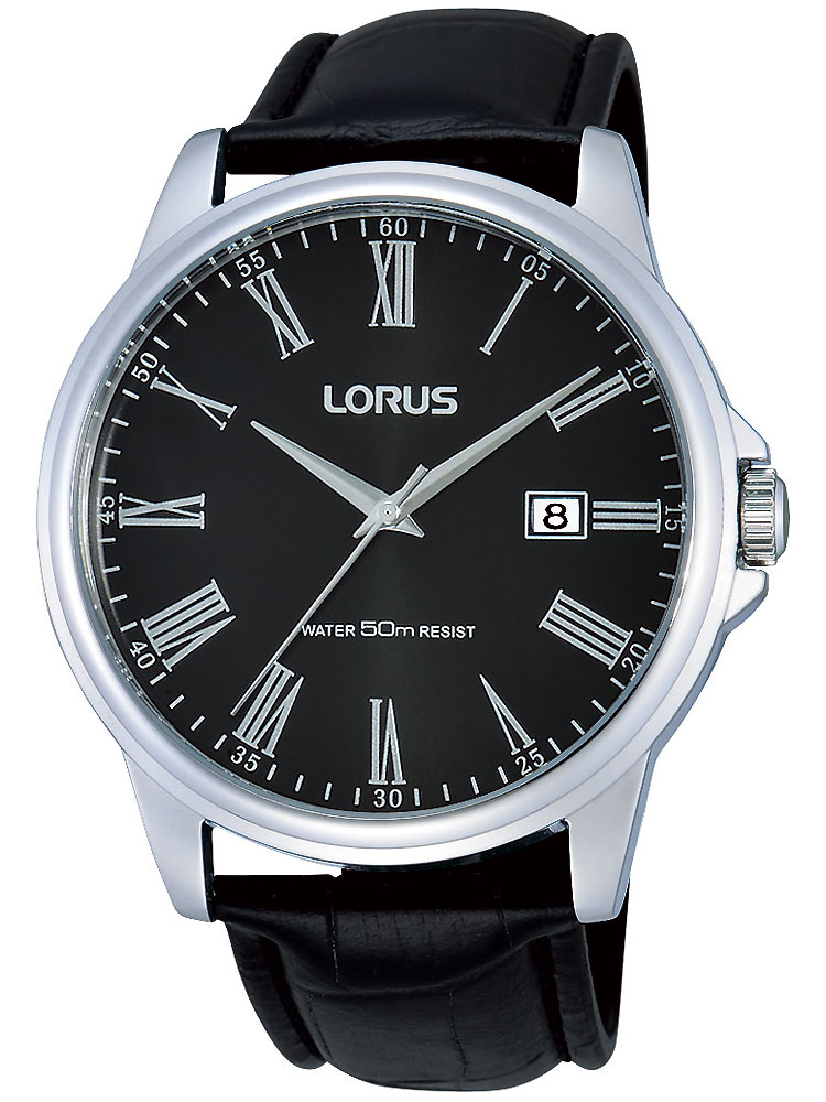 Lorus RS939BX9 silberne Herrenuhr mit schwarzem Band 50M 43mm