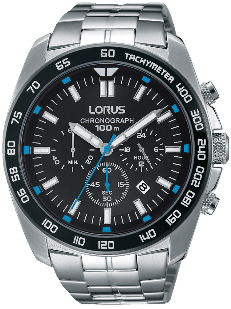 Lorus RT321EX9 Sport Chronograph 46mm silber schwarz blau 100M