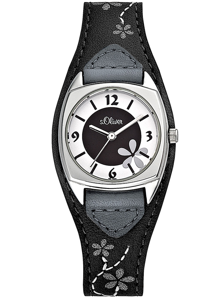 s.Oliver SO-1562-LQ Damen-Armbanduhr silber schwarz