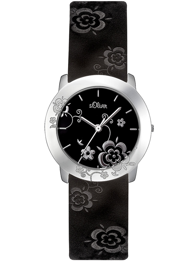 s.Oliver SO-1660-LQ Damen-Armbanduhr silber schwarz