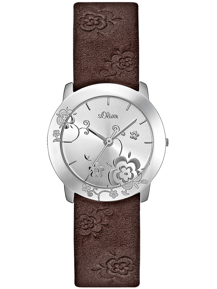 s.Oliver SO-1661-LQ Damen-Armbanduhr silber braun