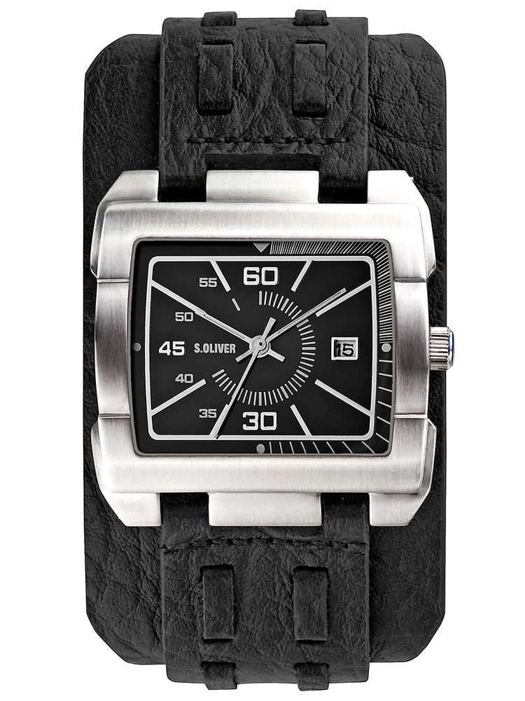 s.Oliver SO-2049-LQ Herren-Armbanduhr silber schwarz