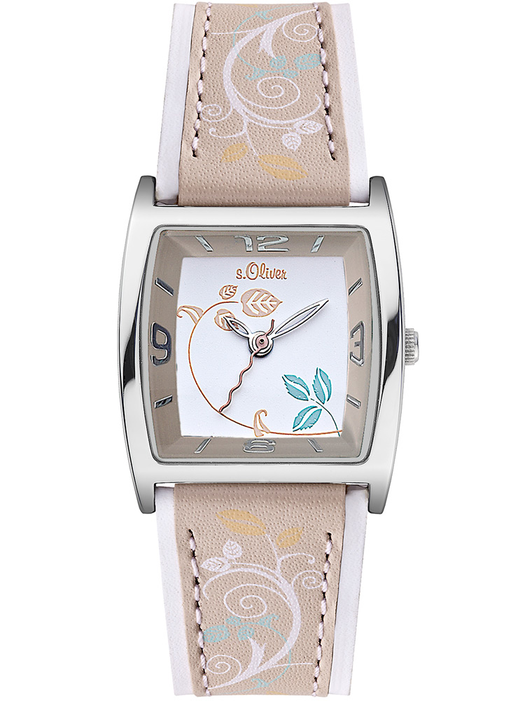 s.Oliver SO-2125-LQ Damen-Armbanduhr silber beige