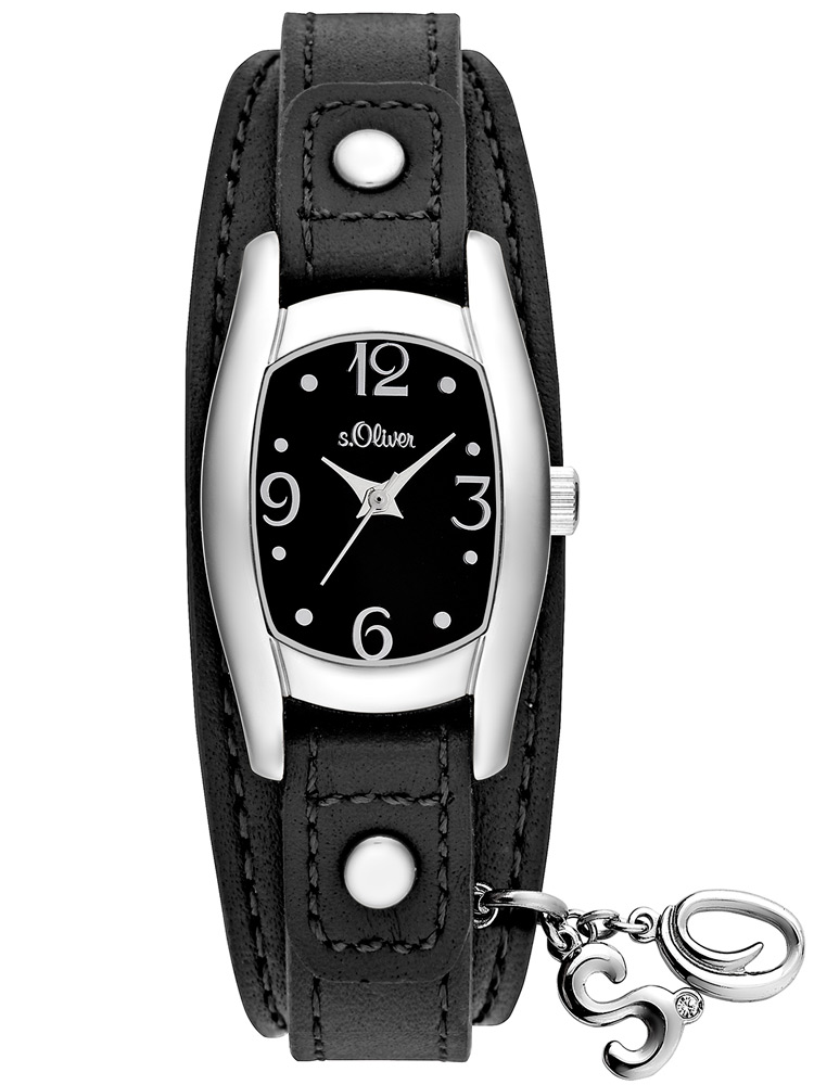 s.Oliver SO-2170-LQ Damen-Armbanduhr silber schwarz