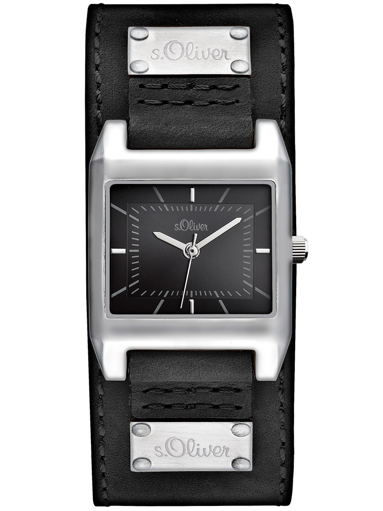 s.Oliver SO-2465-LQ Damen-Armbanduhr silber schwarz