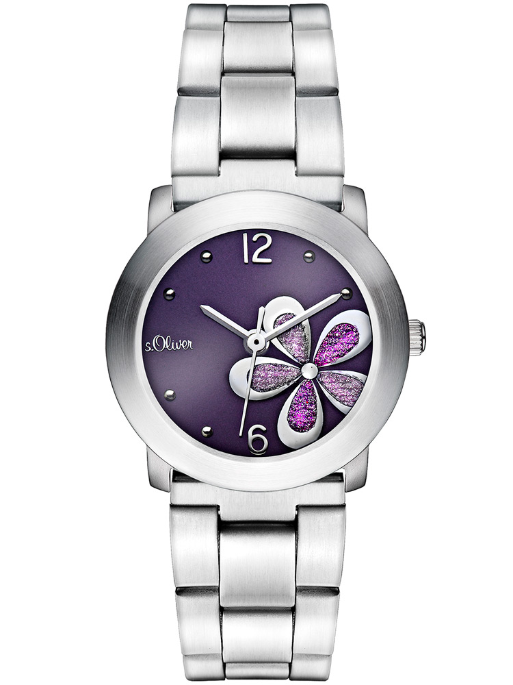 s.Oliver SO-2480-MQ Damen-Armbanduhr silber lila