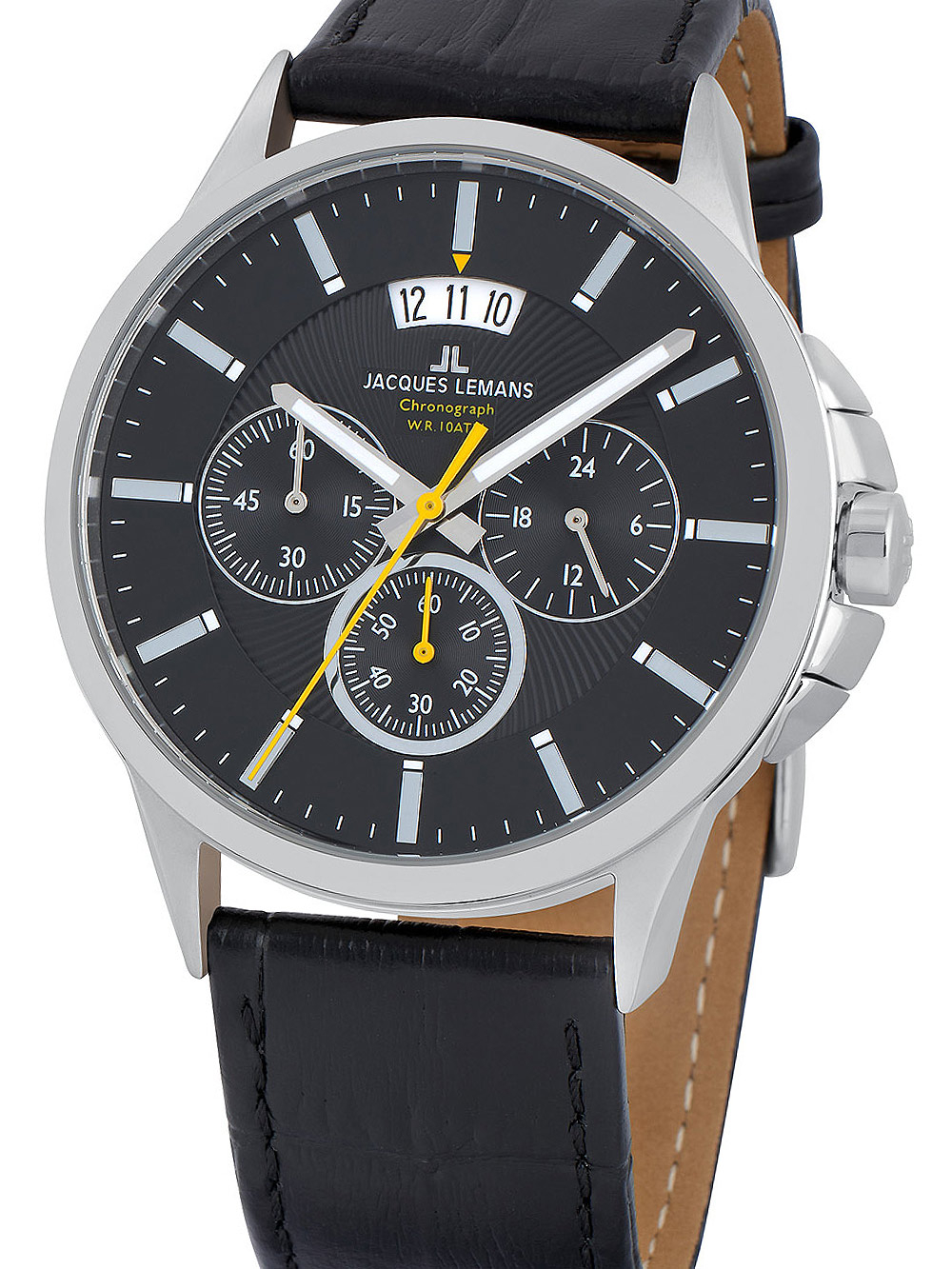 4040662098430 - JACQUES LEMANS Herren Chronograph 1-1542A schwarz 4040662098430 - JACQUES LEMANS Herren Chronograph 1-1542A schwarz