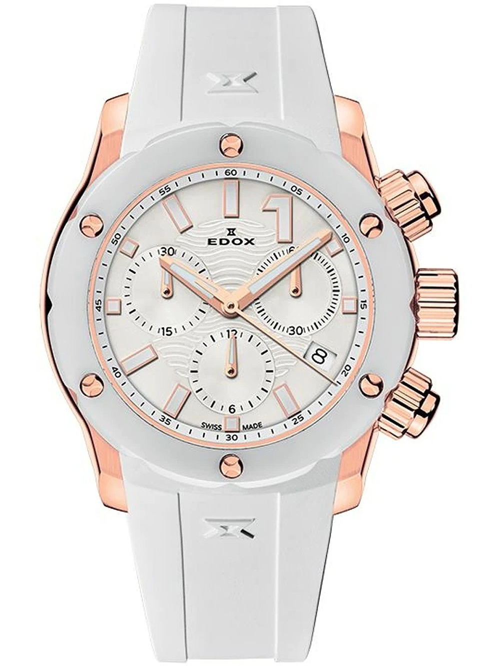 Edox 10225-37RB-BIR CO-1 Chronograph Damenuhr Keramik 38mm 30ATM