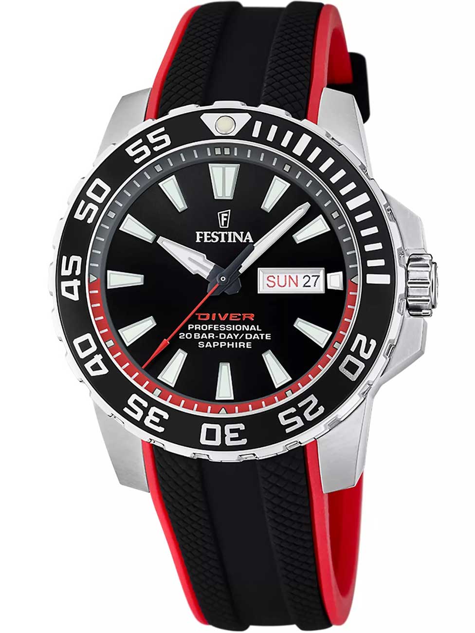 8430622805950 - Quarzuhr FESTINA Diver Collection F20662 3 Armbanduhren rot (schwarz rot) Herren Quarzuhren Armbanduhr Herrenuhr Taucheruhr Silikonarmband Datum 8430622805950 - Quarzuhr FESTINA Diver Collection F20662 3 Armbanduhren rot (schwarz rot) Herren Quarzuhren Armbanduhr Herrenuhr Taucheruhr Silikonarmband Datum