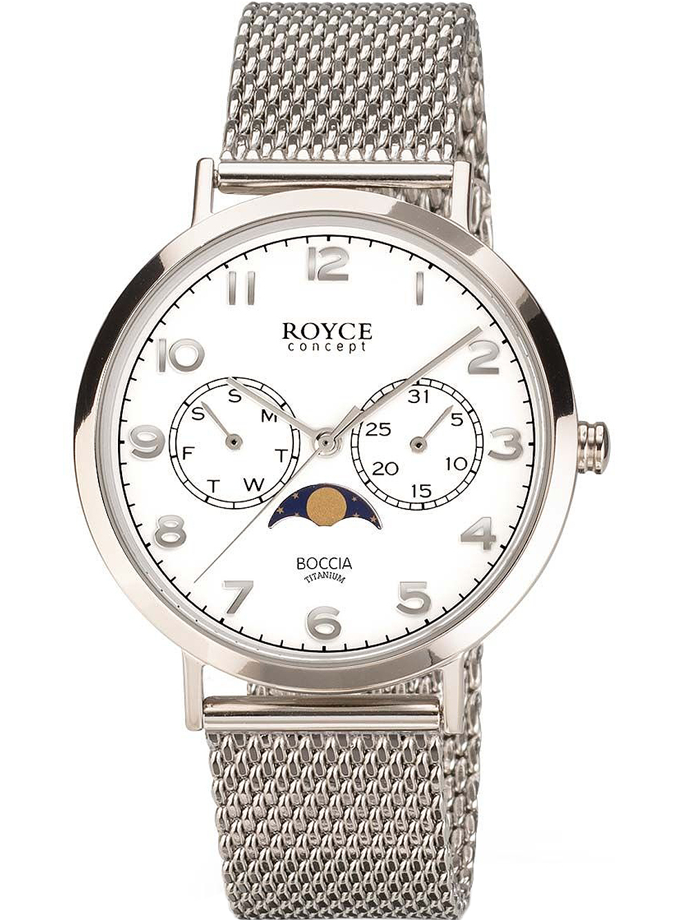 Boccia 3612-04 Royce Mondphase Unisex 38mm 3ATM