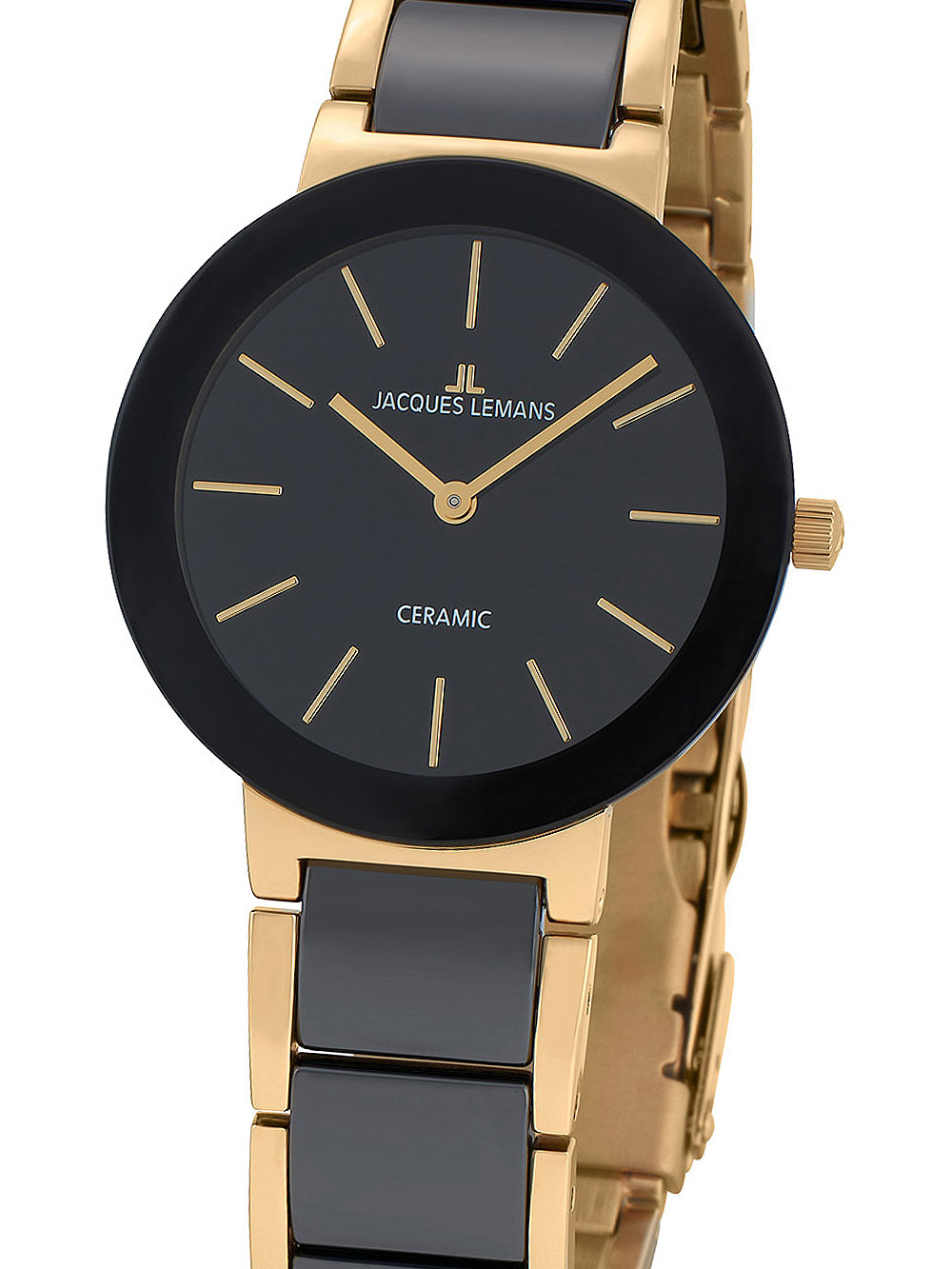 4040662144588 - Quarzuhr JACQUES LEMANS High-Tech Ceramic 42-7E Armbanduhren schwarz (schwarz goldfarben) Damen Quarzuhren 4040662144588 - Quarzuhr JACQUES LEMANS High-Tech Ceramic 42-7E Armbanduhren schwarz (schwarz goldfarben) Damen Quarzuhren