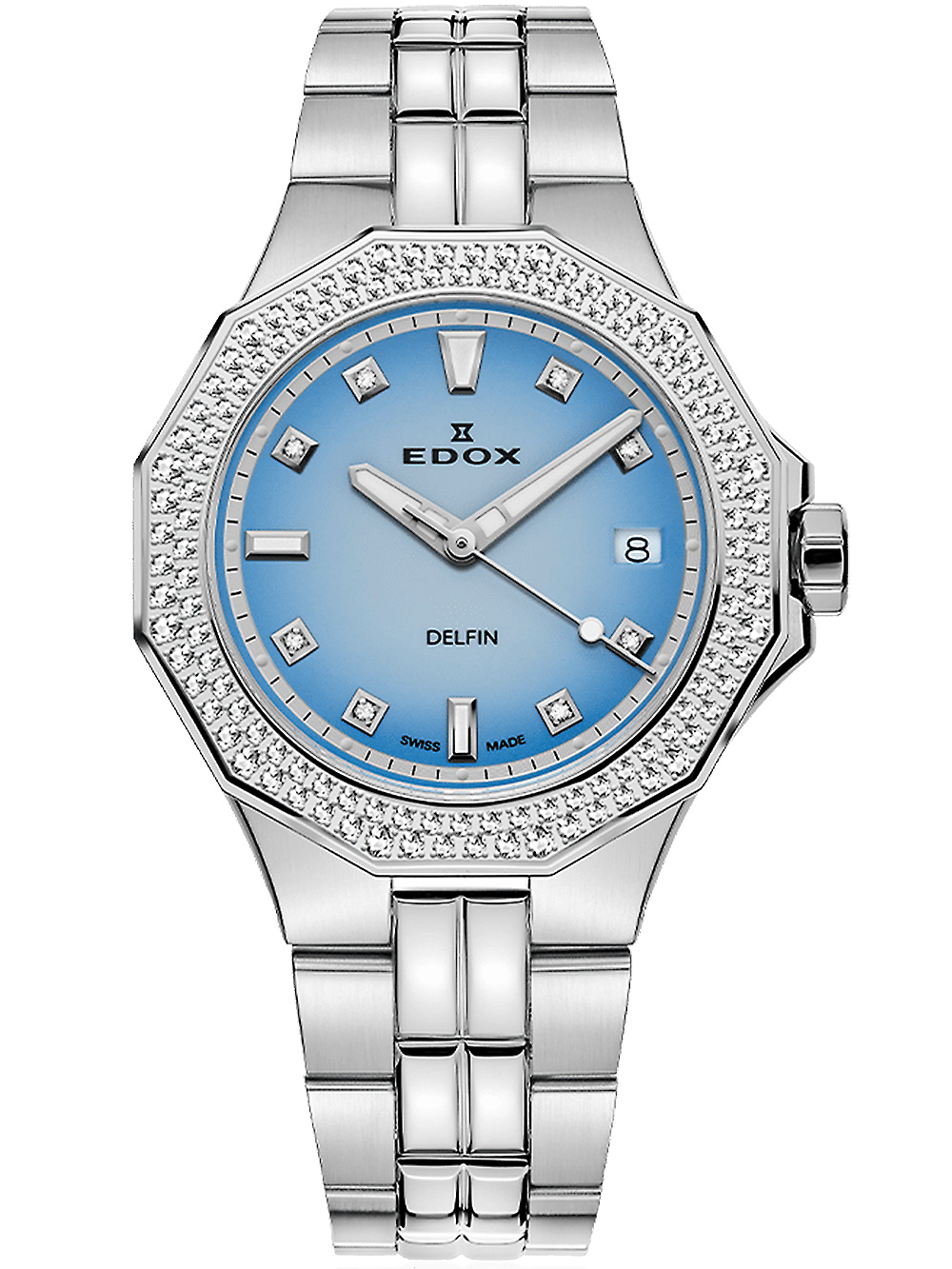Edox 53020-3D120M-BUCND Delfin Diamant Diver Damenuhr 38mm 20ATM