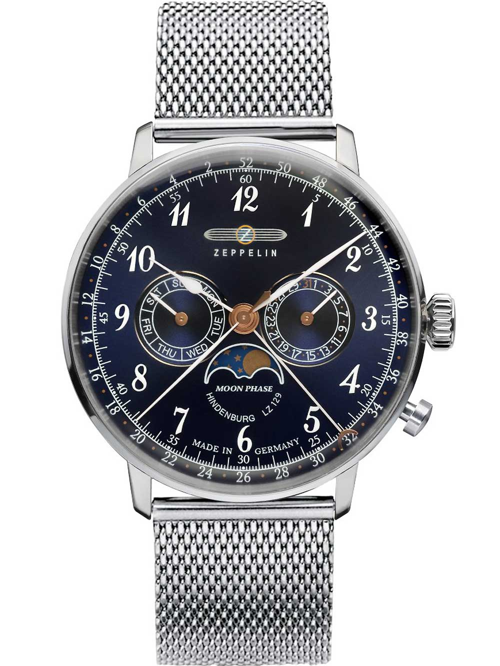 4041338703689 - Multifunktionsuhr ZEPPELIN LZ 129 Hindenburg Mondphase 7036M-3 Armbanduhren silberfarben Herren Armbanduhr Quarzuhr Herrenuhr Datum Made in Germany 4041338703689 - Multifunktionsuhr ZEPPELIN LZ 129 Hindenburg Mondphase 7036M-3 Armbanduhren silberfarben Herren Armbanduhr Quarzuhr Herrenuhr Datum Made in Germany