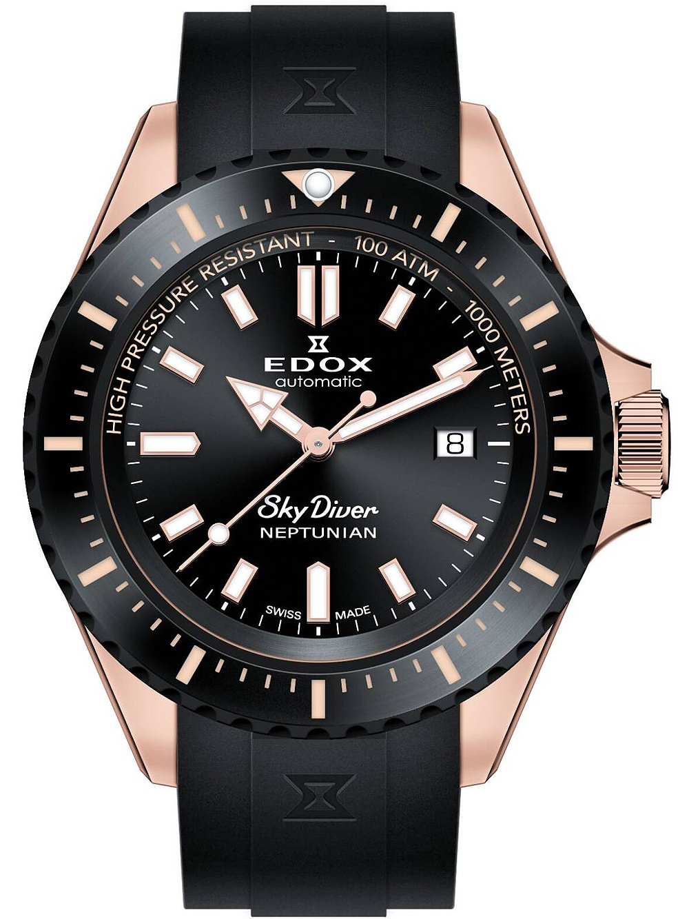 Edox 80120-37RNNCA-NIR Skydiver Neptunian Herrenuhr 44mm 100ATM