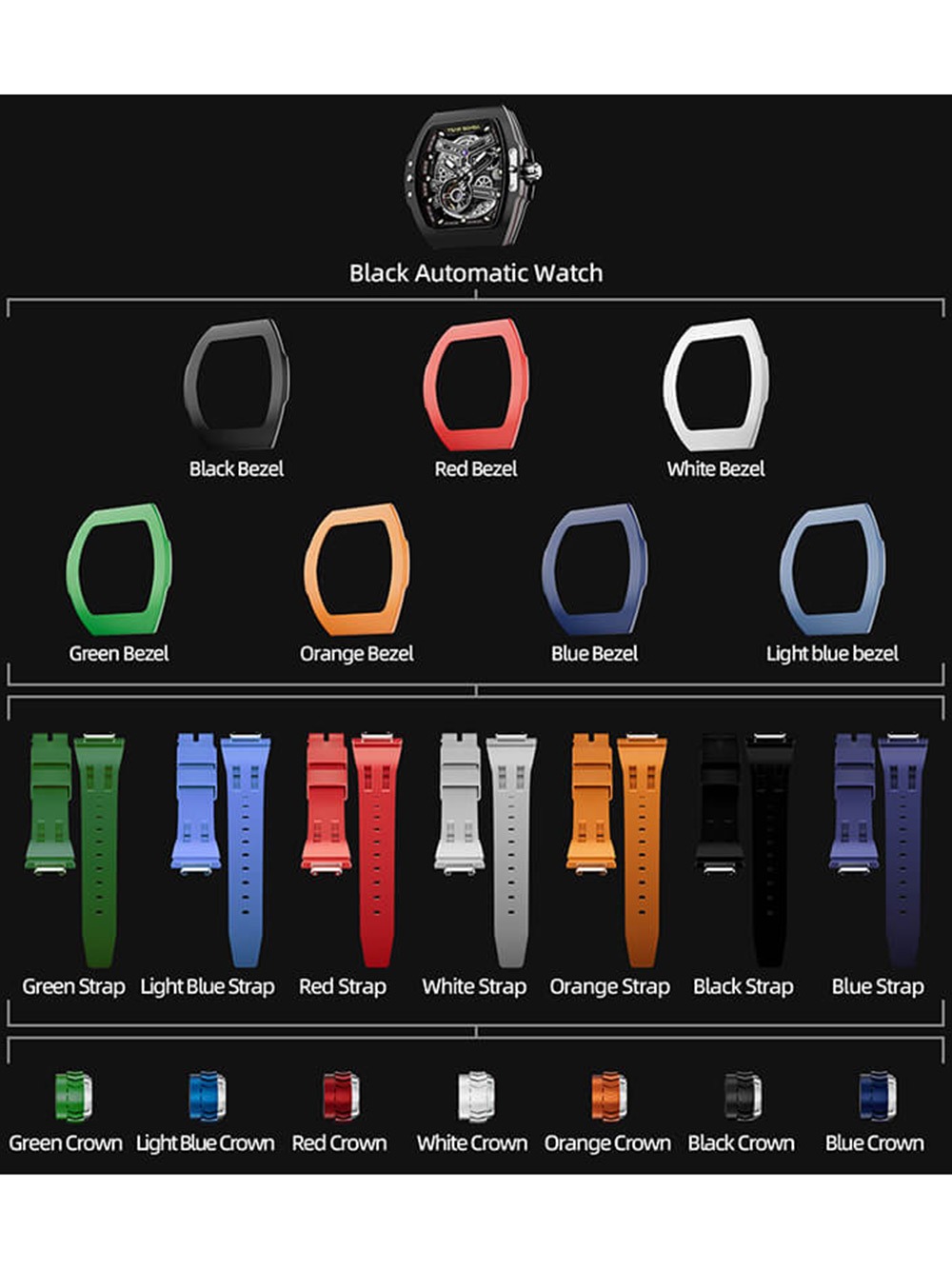 0717020316058 - TB8218(1+7)FKM-03 Herrenuhr Atomic Interchangeable Watch Combo Automatik 46mm 5ATM