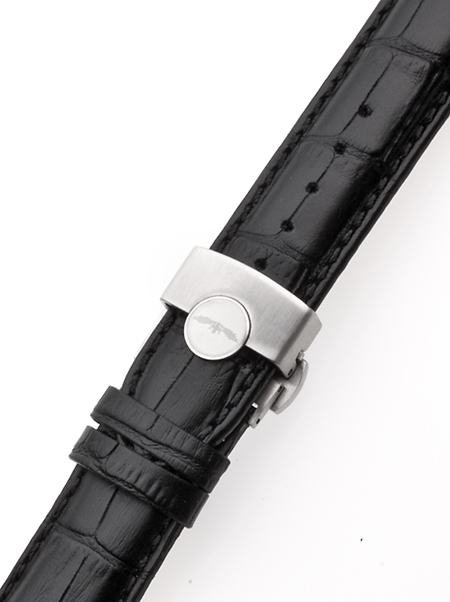 Uhrenarmband 22 mm schwarz silberne Faltschließe