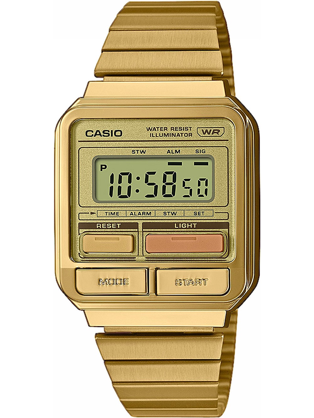 4549526354052 - Chronograph A120WEG-9AEF Armbanduhren goldfarben Damen Quarzuhren Quarzuhr Armbanduhr Damen Herren digital retro Stoppfunktion 4549526354052 - Chronograph A120WEG-9AEF Armbanduhren goldfarben Damen Quarzuhren Quarzuhr Armbanduhr Damen Herren digital retro Stoppfunktion