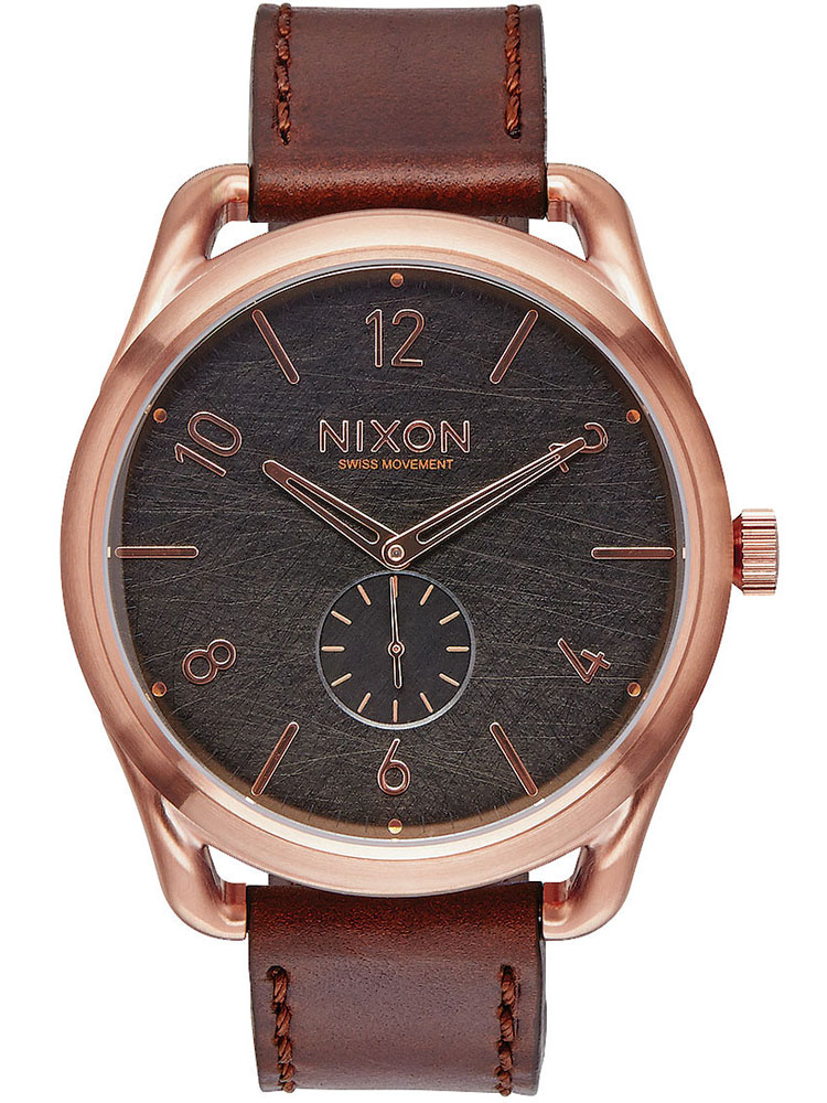NIXON A465-1890 C45 Leather Rose Gold Brown 45mm 10ATM