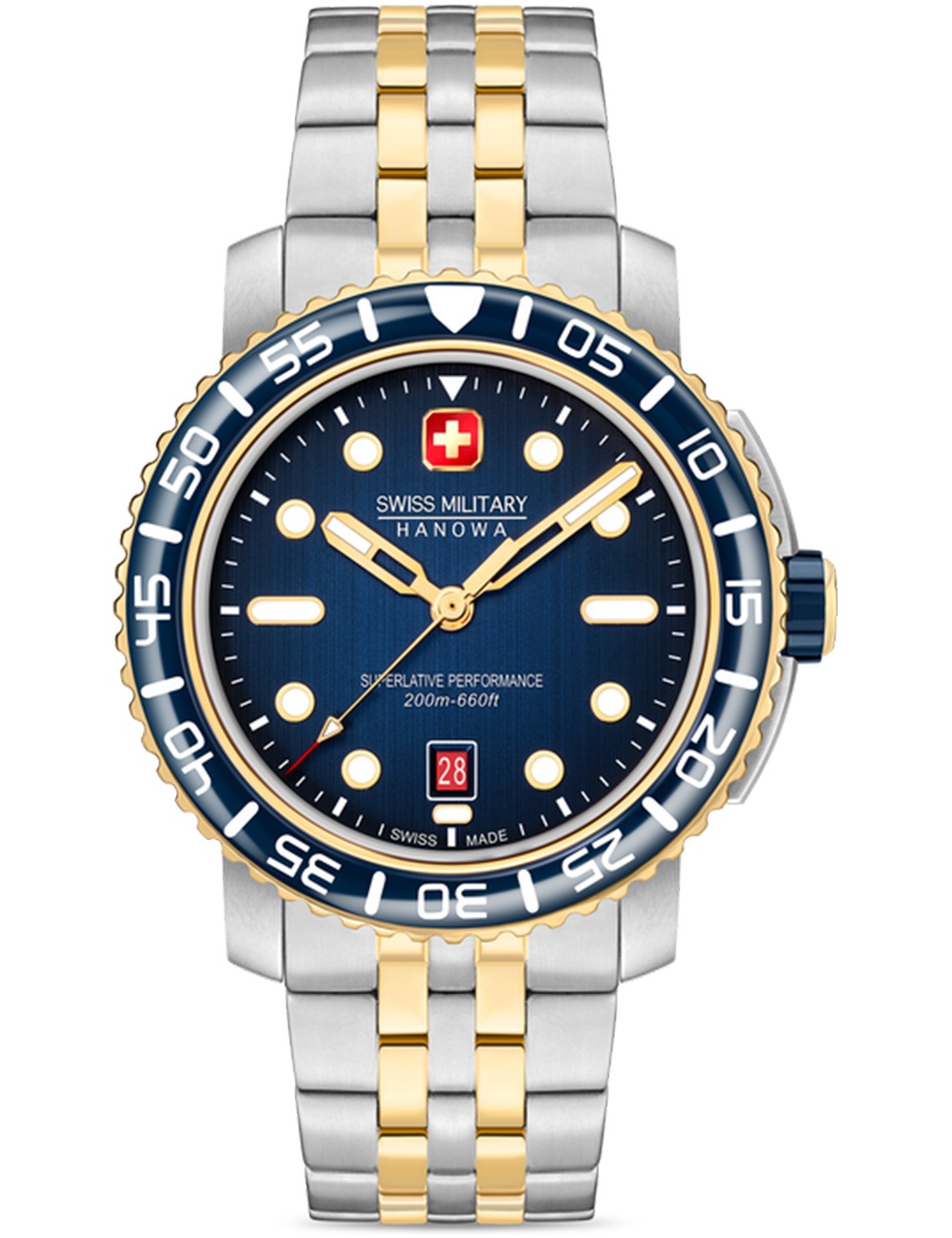 7620958010178 - Mens Black Marlin Watch 42mm Blue Stainless Steel Gold Herrenuhr Armbanduhr Chronograph Taucheruhr