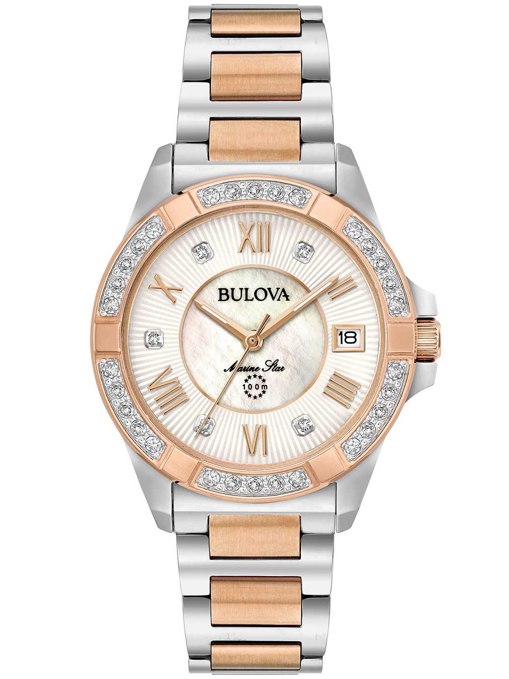 7613077548219 - Quarzuhr BULOVA Marine Star 98R234 Armbanduhren silberfarben (silberfarben roségoldfarben) Damen Quarzuhren Armbanduhr Damenuhr