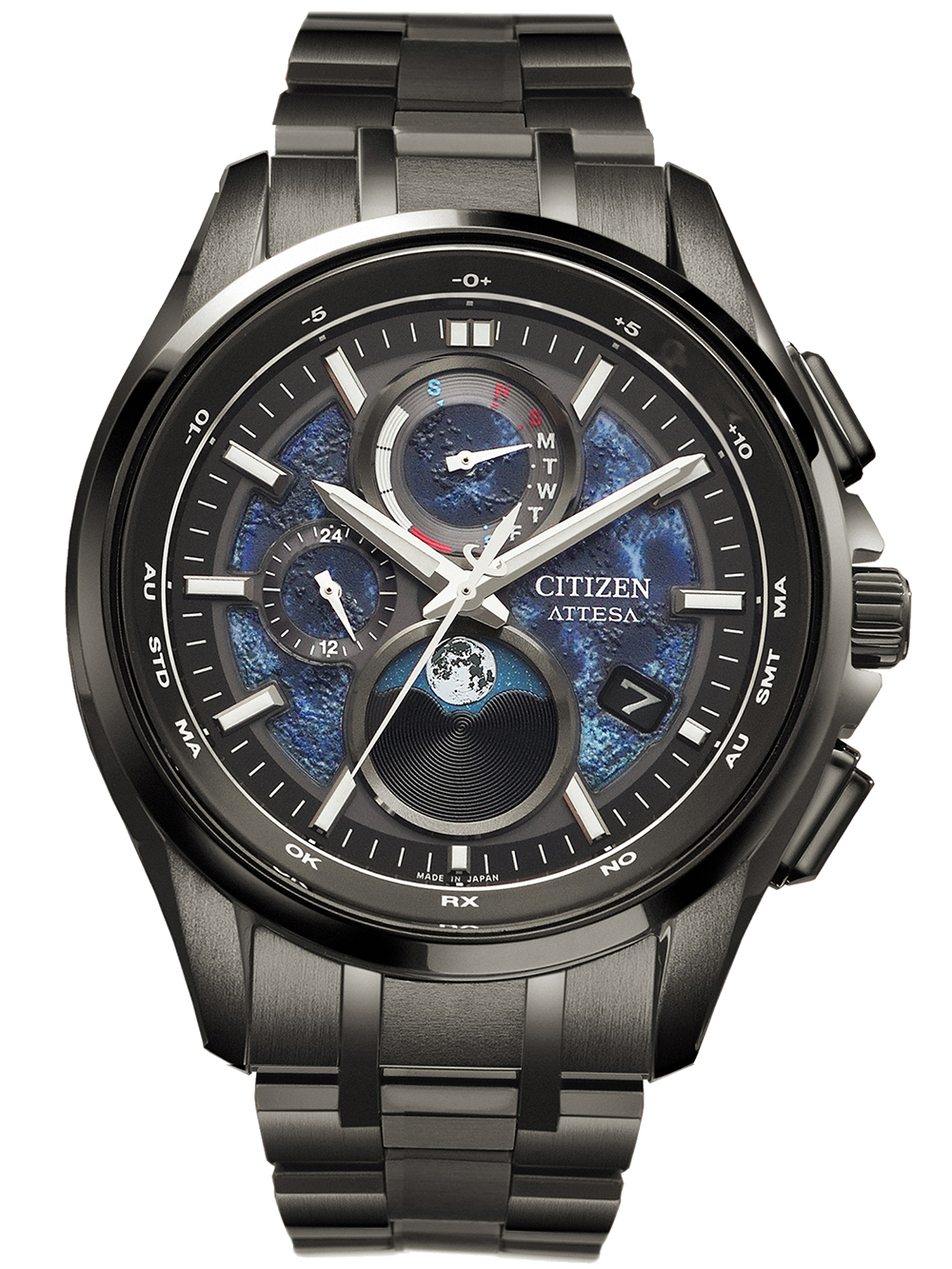 Citizen BY1008-67L Herrenuhr Eco-Drive Mondphase Titanium Funkuhr 43mm 10ATM