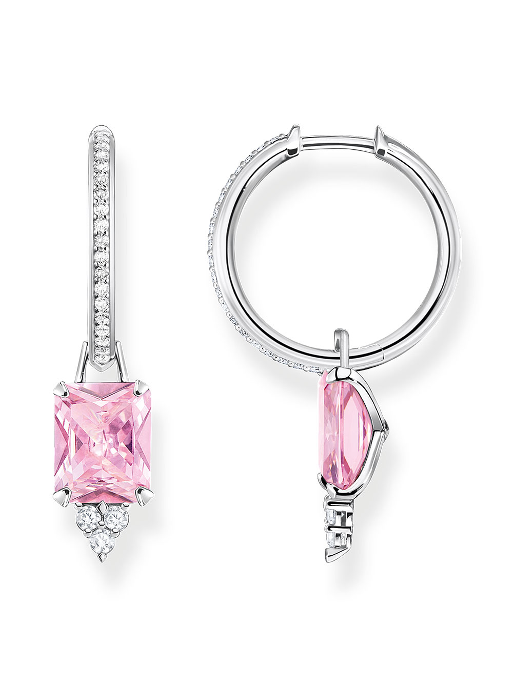 4051245548990 - Creolen mit pinken und weißen Steinen Silber 4051245548990 - Creolen mit pinken und weißen Steinen Silber