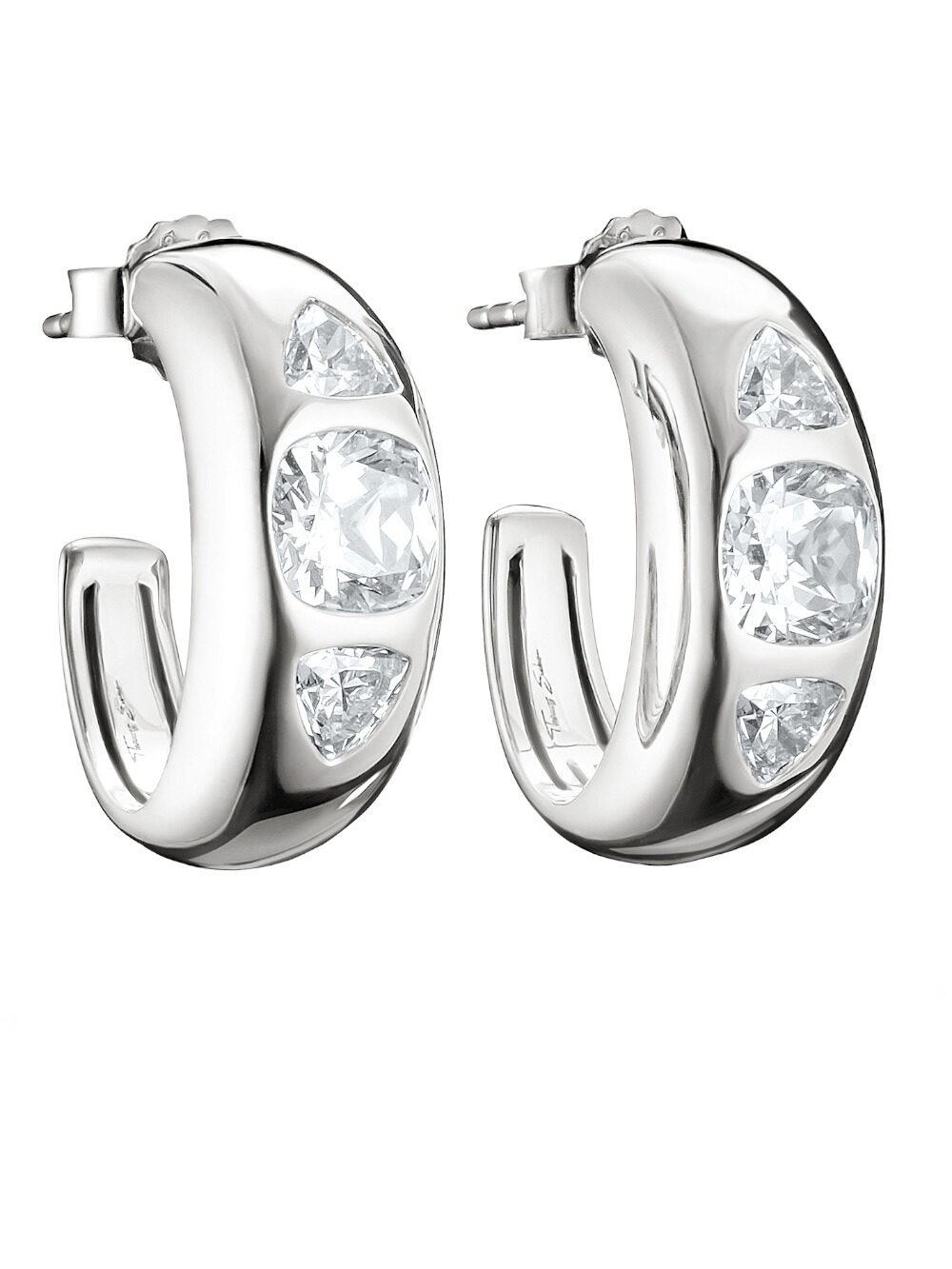 4051245631715 - CR759-051-14 Creolen mit weißen Zirkonia Steine 200 mm Damen