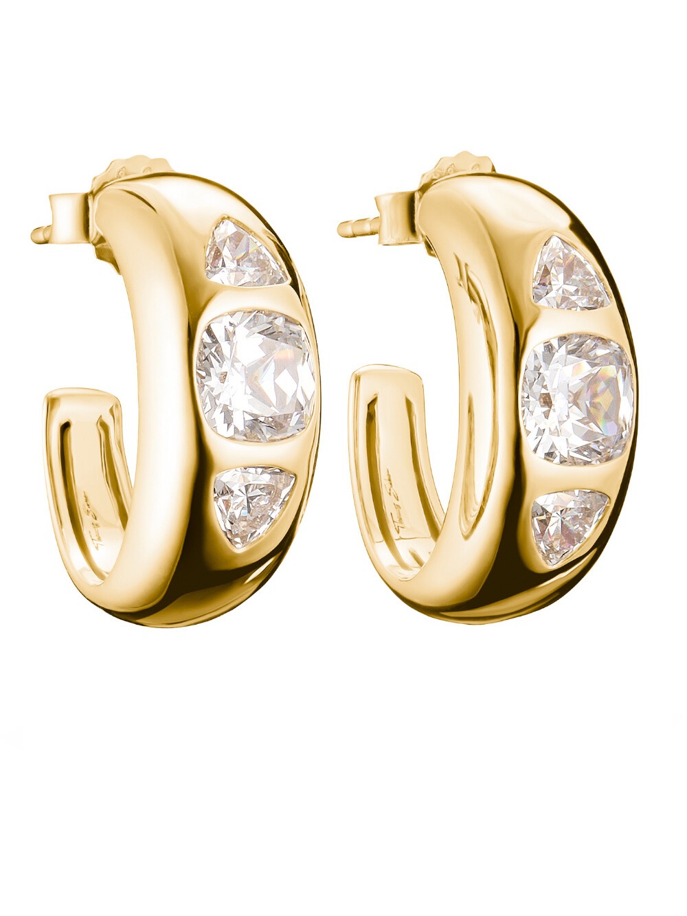 4051245631722 - CR759-414-14 Creolen mit weißen Zirkonia Steine 200 mm vergoldet Damen