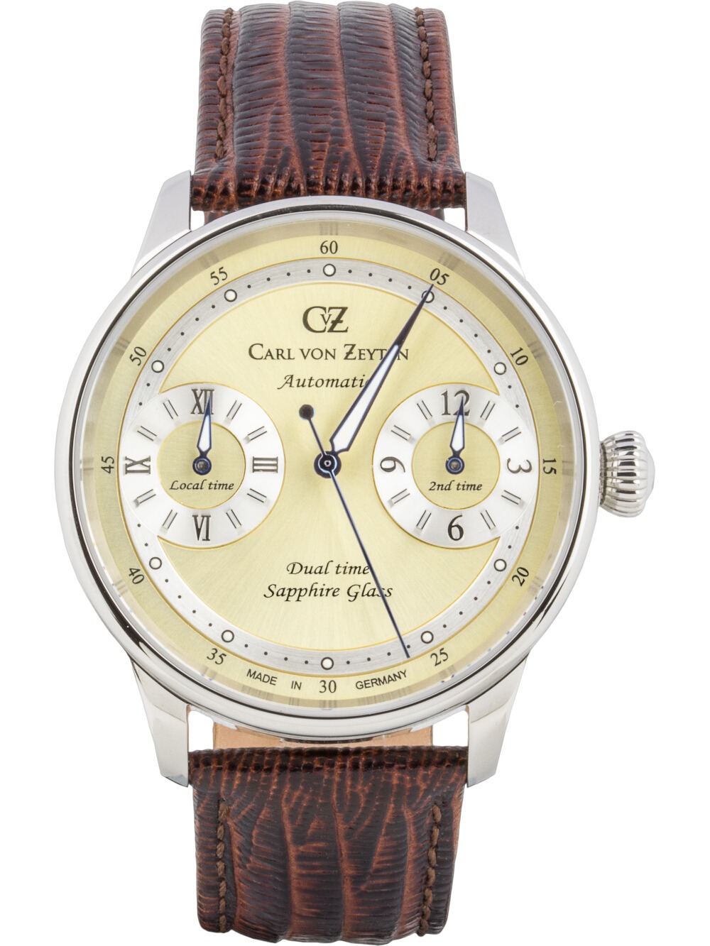 4056007108672 - Automatikuhr CARL VON ZEYTEN Schönmünzach Armbanduhren braun (braun beige) Herren Hochzeitsmode Armbanduhr mechanische Uhr Herrenuhr Made in Germany Dualzeit
