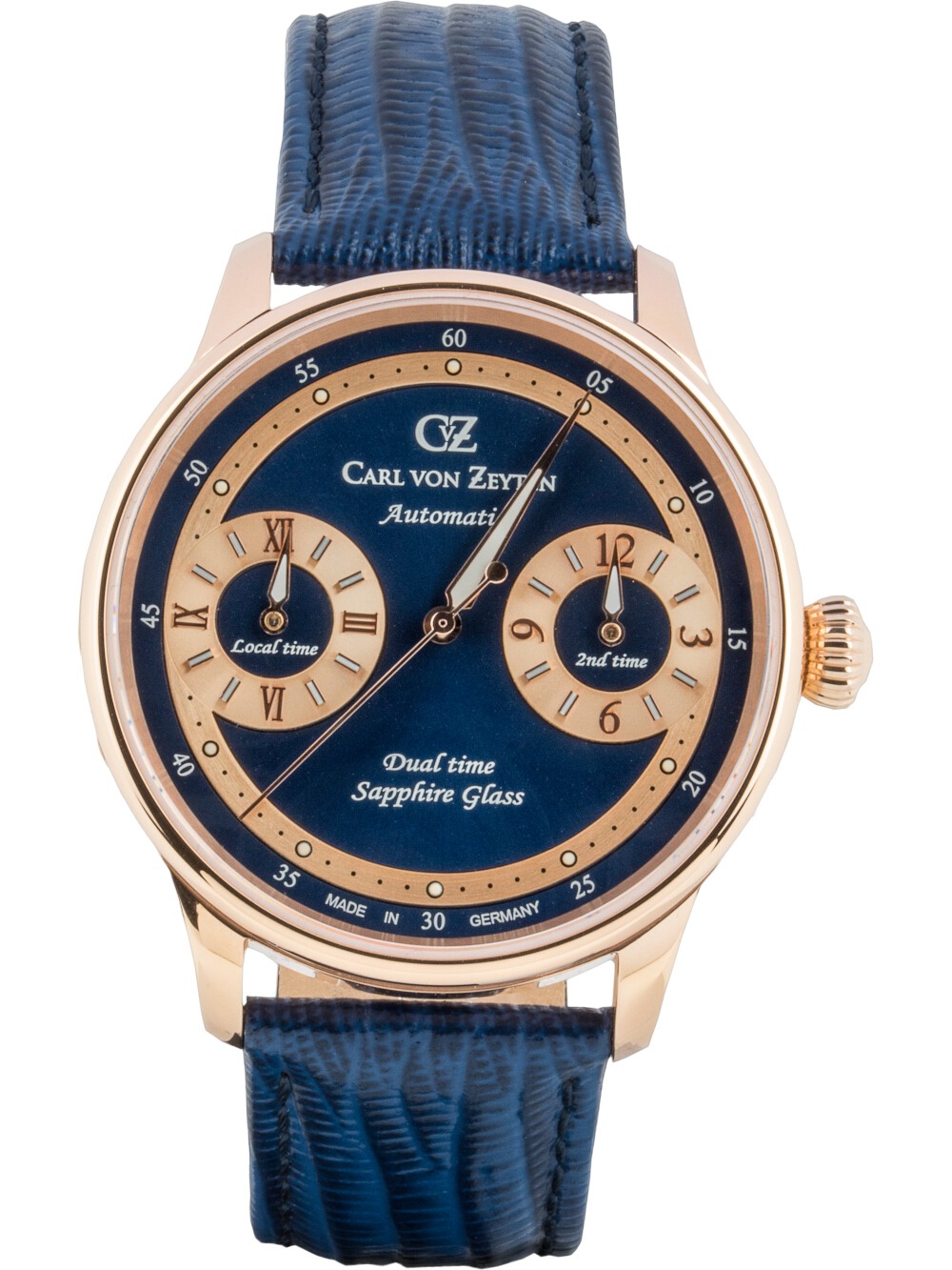 4056007108634 - Automatikuhr CARL VON ZEYTEN Schönmünzach Armbanduhren blau (blau blau) Herren Hochzeitsmode Armbanduhr mechanische Uhr Herrenuhr Made in Germany Dualzeit