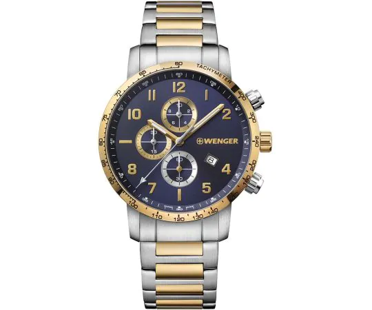 WENGER Attitude Heritage Herenhorloge, nylon armband, 42 mm, Swiss Made, analoog kwarts, waterdicht tot 100 m, zwart, Eén maat, armband