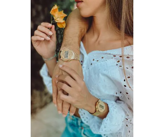 Casio round gold watch deals