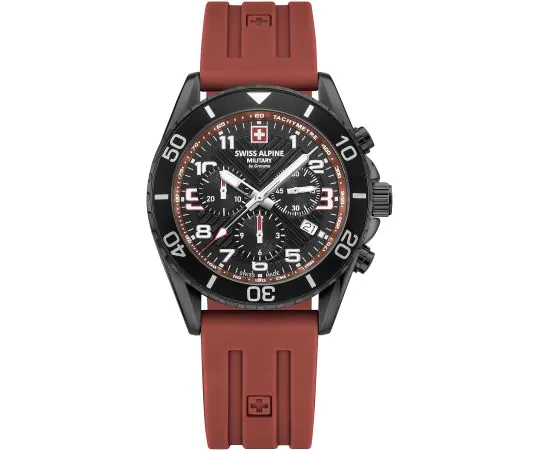 Swiss alpine military black silicone chronograph watch hotsell